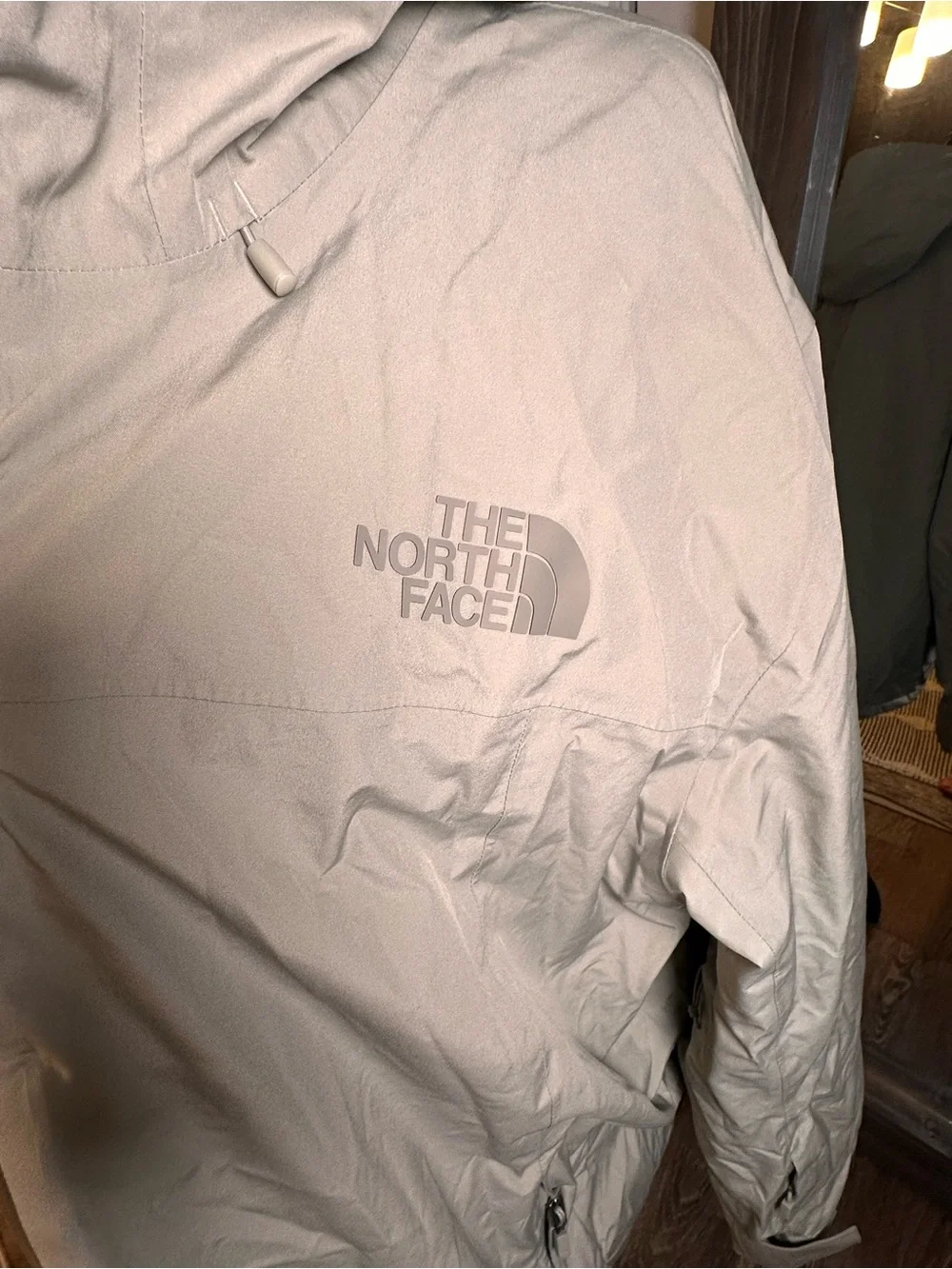 The North Face Men’s Hooded Descendit Jacket in color Clay Grey